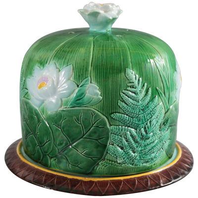 Holdcroft Majolica Pond Lily Cheese Dome And Stand