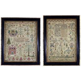 Pair Antique Samplers, 1803, by Ruth Orsmond