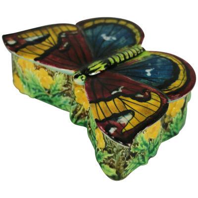 George Jones Majolica Butterfly Match Box