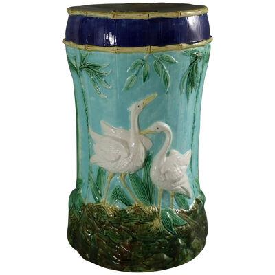 Forester Majolica Stork and Bamboo Garden Seat