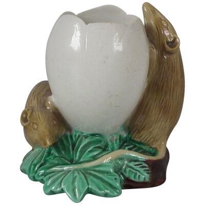 Royal Worcester Majolica Mice and Egg Posy Vase