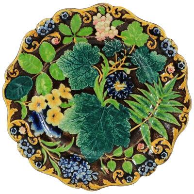 Alcock Majolica Flower And Leaf Plate