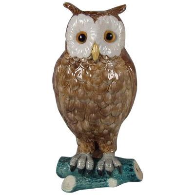 Brown Westhead Moore Majolica Owl Figure