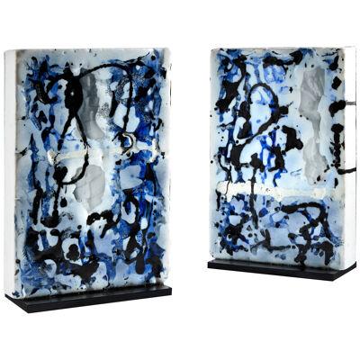 Glass Sculpture Les Mots Bleus by Perrin & Perrin One-off Build-in-Glass