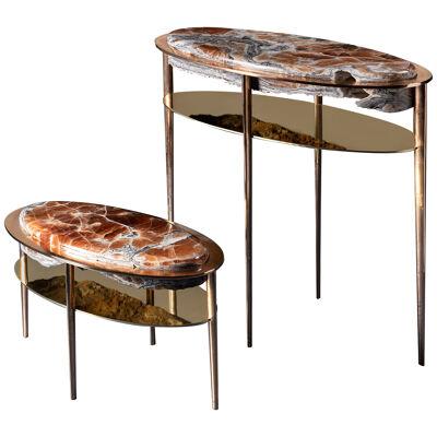 Oval Sculptural Console Cremino Nebula by Gianluca Pacchioni Onyx Top