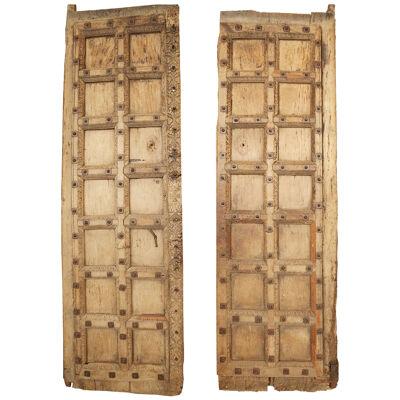17th Century Pair of Indian Carved Wood Doors