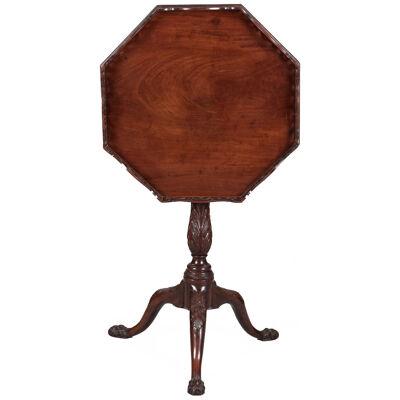 18th Century Irish octagonal mahogany tip up table
