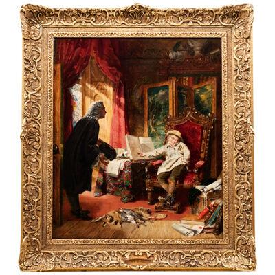 19th Century Oil On Canvas Titled ‘Dean Swift & The Young Merchant’ By T.P. Hall