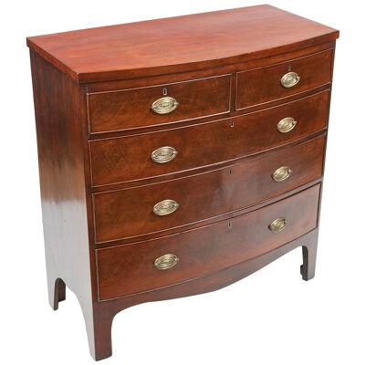 Early 19th Century George III Flame Mahogany Bowfront Chest of Drawers 