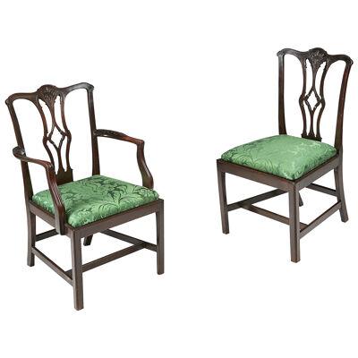 19th Century Set of Twelve Dining Chairs after Thomas Chippendale