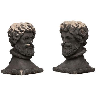 Early 19th Century Pair of Portland Stone Heads