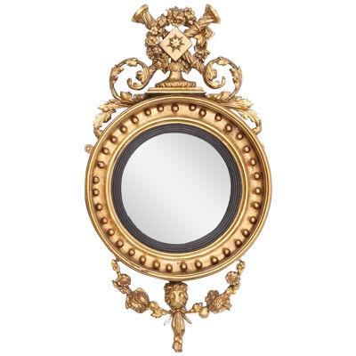 Early 19th Century Regency Giltwood Convex Mirror