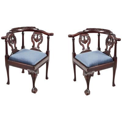 Pair 19th Century Mahogany Corner Chairs