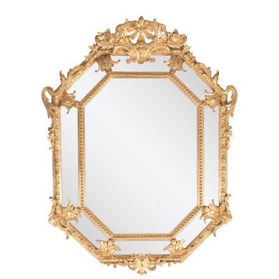 Early 19th Century William IV Giltwood Pareclose Mirror in Octagonal Form