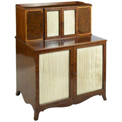 Early 19th Century Regency Burr Walnut Cabinet with Satinwood Inlay