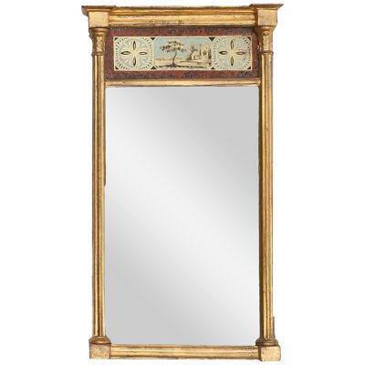 Early 19th Century American Verre Eglomise Wall Mirror