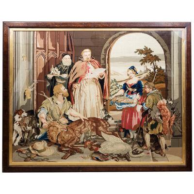 Late 19th Century Framed Needlework Tapestry Scene