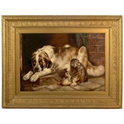 19th Century Painting, ‘Animal Scene’ by William Hunt
