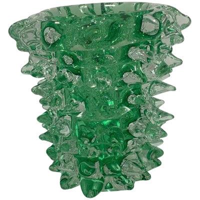 Impressive rostrato green murano glass vase like venini ercole barovier style