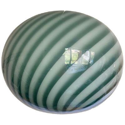 Contemporary Green and White Oval Pendant in Murano Glass