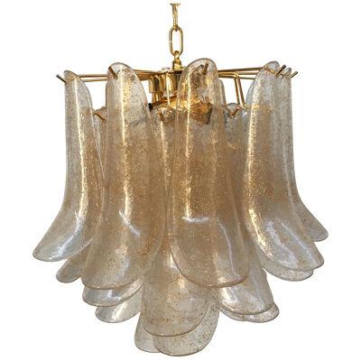 CLEAR AND GOLD “SELLE” MURANO GLASS CHANDELIER D50 