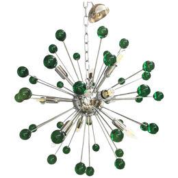 Contemporary Chandelier Green Sputnik Murano Glass Chandelier