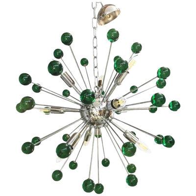 Contemporary Chandelier Green Sputnik Murano Glass Chandelier