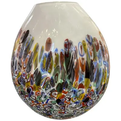 Contemporary Murrine Murano Glass Style With Multicolored Vase