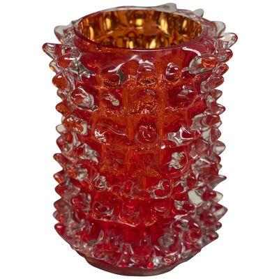 Impressive rostrato orange murano glass vase like venini ercole barovier style