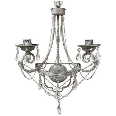 Contemporary Florentine Wrought Iron Wall Lamp With Crystals