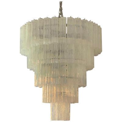 Contemporary Opalino“Tronchi” Murano Glass Chandelier in Venini Style