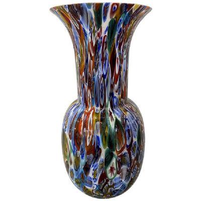 Vase Murrine Sphere in Murano Style Glass With Multicolored Murrine 