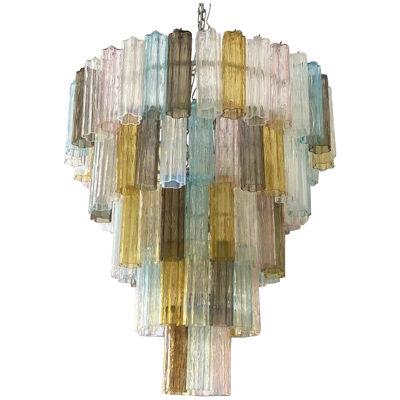 Contemporary Multicolor“Tronchi” Murano Glass Chandelier in Venini Style
