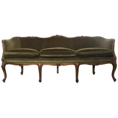 Mid 20th Century Italian Style Armchairs and Sofa in Walnut Wood Carved