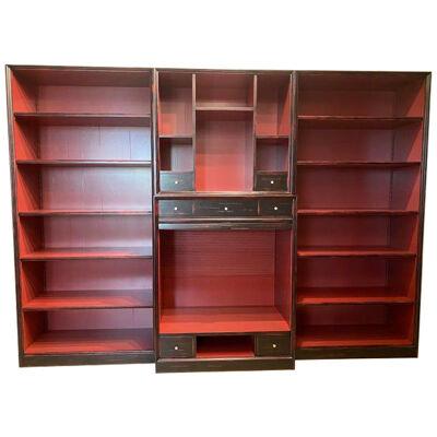 Classic Bookcase of High Italian Craftsmanship From the 80s With Tv Shelf or Bar