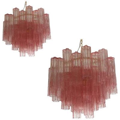 Murano Glass Sputnik Chandelier Pink, lot of 2 or a pair of chandeliers