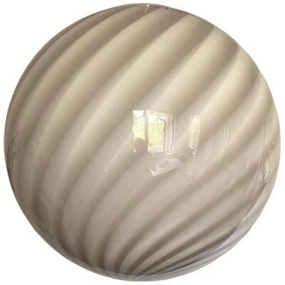 Contemporary Beige and White Sphere Pendant in Murano Glass