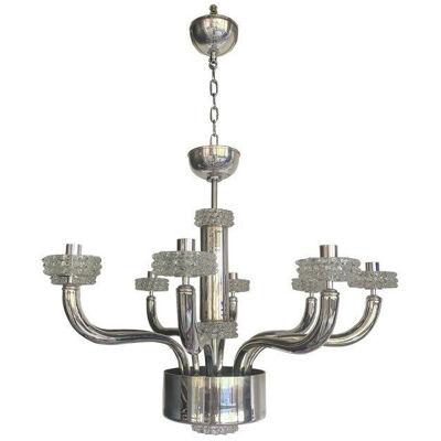Contemporary Chandelier in Murano Style Glass With "Rostrato" Cup