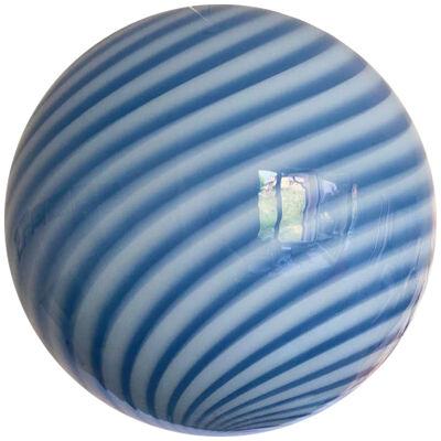 Contemporary Blue and White Sphere Pendant in Murano Glass