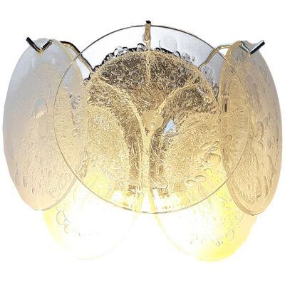 TRANSPARENT AND PULEGOSO “DISKS” MURANO GLASS WALL SCONCE 