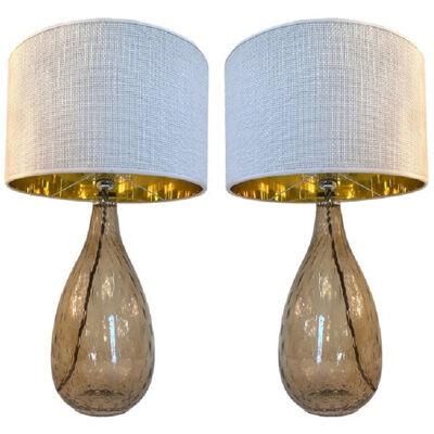 Pair of Contemporary Fumè Table Lamps Murano Glass