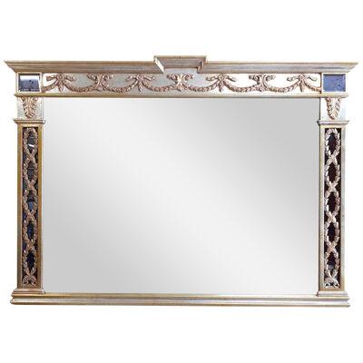 Golden mirror Empire Style carved and decorated in silver leaf 