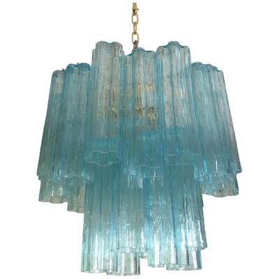 LIGHT BLUE “TRONCHI” MURANO GLASS CHANDELIER D50 by SimoEng