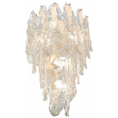 TRANSPARENT-WHITE “FIAMME” MURANO GLASS CASCADE CHANDELIER by SimoEng