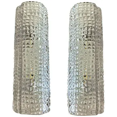 Set of Two "Crocodile" Transparent Murano Glass Wall Sconces