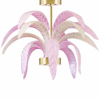 Murano glass chandelier lamp pink and opalino palm by SimoEng