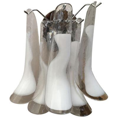 WHITE AND TRANSPARENT “SELLE” MURANO GLASS WALL SCONCES