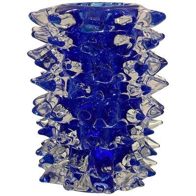 Impressive rostrato blu murano glass vase like venini ercole barovier style