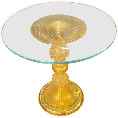 1980s Venetian Gold "Rostrato" Murano Glass Attributed Coffee Table