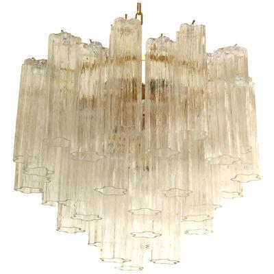 SPECTACULAR CLEAR “TRONCHI” MURANO GLASS CHANDELIER D60 